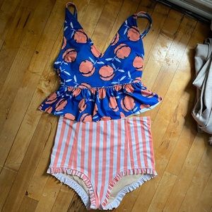Kortni Jeane Peaches and Striped Swimsuit